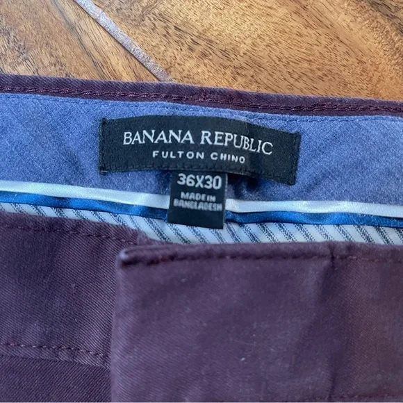 Banana Republic Men’s Fulton Chino Skinny Fit Cotton Burgundy Pants - Picture 5 of 10